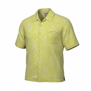 Jamaica Jaxx 100 % Silk Shirt Mens XL Yellow Tropical Short Sleeve Button Up
